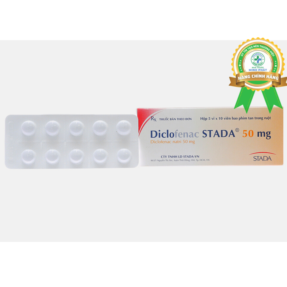 Diclofenac Stada 50mg giảm đau, kháng viêm xương khớp (5 vỉ x 10 viên)